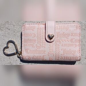 Juicy Couture Powder Blush Material Girl Faux Leather Tab Card Wallet